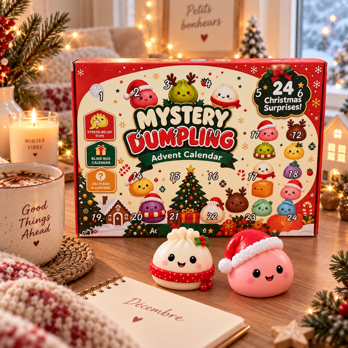 Calendrier de l'Avent Squish Chou avec ses petits choux squishy